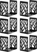 Metal Bookends Black 6 Pair - Heavy Duty Book Stoppers for Shelves - Decorative Book Ends by CozyNest Decor