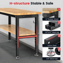 Workbench with Double Layers 48 x 20 Inch Heavy Duty Rubberwood Tabletop Work Table for Garage Adjustable Height Work Bench with Power Outlets Pegboard Pad for Woodworking Shop, Home, Office by GreenHaven Gardens