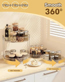 2 Pack Lazy Susan Organizer 9.25''and 11.81'' Two-Tier Lazy Susan Turntable for Cabinet, Spice Rack, and Pantry Storage - Spinning Makeup Organizer for Bathroom, Clear by CozyNest Decor