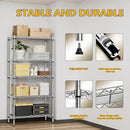1250 lbs 5 Tier Shelf Metal Storage Shelves Shelving Wire Rack Heavy Duty Closet Organizers for Garage Kitchen Bathroom Laundry Chrome 13.8" D x 29.5" W x 59.5" H by CozyNest Decor
