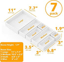 SpaceAid 7-Piece Bamboo Drawer Organizer Storage Boxes Set, Wood Tray Junk Drawer Organizers Multi-Use Divider Bins for Kitchen, Bathroom, Office Desk and Makeup Organization (7 Pack, White) by CozyNest Decor