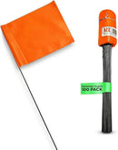 Fluorescent Orange Yard Marking Flags - 4x5x15 Inch Marker Flags - 100 Pack - Markers For Lawn, Irrigation, Landscaping, Survey & Sprinkler Head Marking by GreenHaven Gardens