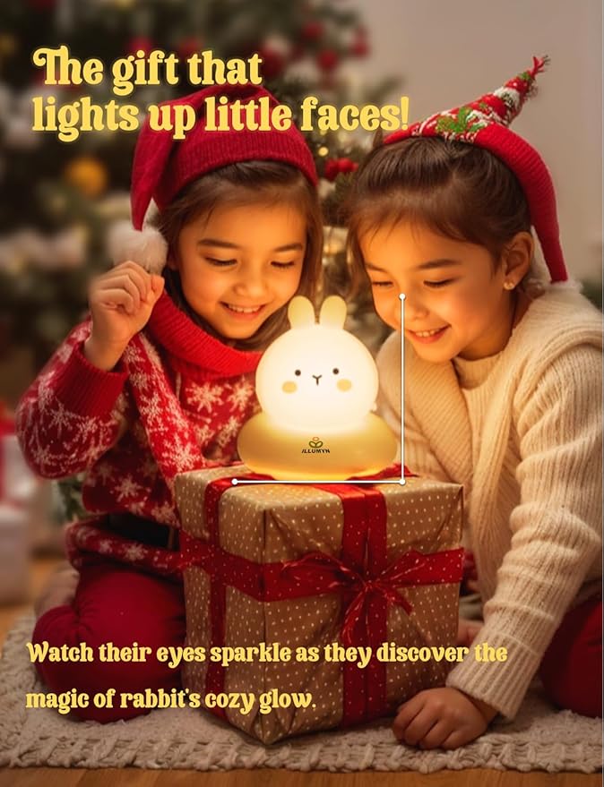 Kids lamp, Bunny Night Light, Toddler Night Light, Rechargeable & Dimmable with 30 mins Timer Function, Safe Silicone Material for Kids to Play with,【9 Colors】 by TinyTreasures Baby Boutique