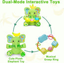 Baby Elephant Musical Stuffed Animals Toy with Light-Up Music & Crinkle Sound Paper,Infant Bilingual Early Learning Education Toys,Tummy Time Toys for 0-3-6-12+ Months Boy Girl, Green by TinyTreasures Baby Boutique