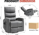 Manual Swivel Rocker Recliner Chair for Adults, Overstuffed Reclining Glider Chair for Nursing with Vibration Massage & Heat, Living Room Rocking Recliner 3-Stage backrest, Faux Leather Gray by CozyNest Decor