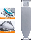 Ironing Board, Heat Resistant Cover Iron Board with Steam Rest, Non-Slip Foldable Ironing Stand. Heavy Sturdy Metal Frame Legs Iron Stand(13 * 34 * 53 Inches) (Silver Gray) by CozyNest Decor