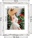 Vittanly 11x14 Picture Frames Set of 9, Shatter Resistant Plexiglass, Display 8x10 Pictures with Mat or 11x14 without Mat, Photo Frames for Wall or Tabletop, Engineered Wood, Distressed White by CozyNest Decor