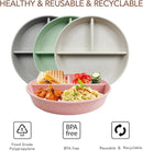 greenandlife 9 Inch 4PCS Divided Plates with Lids, Portion Control Plates for Kids Adults, Dishwasher Microwave Safe Compartment Plate, Unbreakable Lightweight Reusable Wheat Straw Plate Set, INS by CozyNest Decor