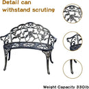 JARDIN DE CENTENNIAL Patio Garden Bench Metal Park Bench Cast Aluminum Outdoor Furniture with Floral Rose for Patio,Park,Lawn,Yard (Copper) by GreenHaven Gardens