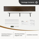 48 Inch Fireplace Mantel - 8 Inch Deep Rustic Premium Solid Pine Wood Floating Shelf - Farmhouse Wall Mounted Display Shelf - Heavy-Duty Metal Bracket - 48"W x 8"D - Set of 1 - American Walnut Color