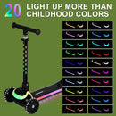 3-Wheel Light-Up Kids Scooter, 20 Different Light Patterns,Three Adjustable Heights,Lean to Steer, Balance Scooter for Ages 3-8 by TinyTreasures Baby Boutique