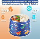 14oz Insulated Vacuum Food Jar with Buckle Lid,Soup Thermo for Hot Food Kids,Wide Mouth Leakproof Stainless Steel Lunch Container with Spoon-Dinosaur by TinyTreasures Baby Boutique