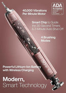 Aquasonic Vibe Series Ultra-Whitening Toothbrush – ADA Accepted Electric Toothbrush - 8 Brush Heads & Travel Case – 40,000 VPM Motor & Wireless Charging - 4 Modes w Smart Timer – Satin Rose Gold by CozyNest Decor