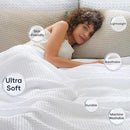PHF Ultra Soft Waffle Weave Blanket Twin Size 66"x 90"- Washed Lightweight Breathable Cozy Woven Blanket for Bed - Aesthetic Decor for Couch Bedding Sofa Home Car - White by CozyNest Decor