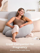 Momcozy Pregnancy Pillows for Sleeping, U Shaped Full Body Pillow for Pregnancy Women with Removable Jersey Cotton Cover, 57 Inch Maternity Pillow, Grey by TinyTreasures Baby Boutique