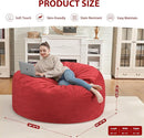 3FT Bean Bag Chair, Comfy Bean Bag Chairs with Memory Foam Filled, Fluffy Beanbag Sofa with Dutch Velvet Cover, Round BeanBag Chairs for Living Room, Playroom - Red by TinyTreasures Baby Boutique