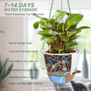 Hanging Planters for Indoor Outdoor Plants, 2 Pack Self Watering Hanging Pot with Drainage Holes & Removable Tray (White, 10'') by CozyNest Decor