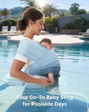 Momcozy Baby Carrier AirMesh - The Perfect Summer Water Sling for Newborns to Toddler 8-35 lbs - Cooling, Breathable and Lightweight Baby Wrap, Nice for Summer, Pool, Beach, Swimming, Light Blue by TinyTreasures Baby Boutique