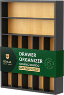 ROYAL CRAFT WOOD Luxury Bamboo Kitchen Drawer Organizer - Silverware Organizer - Utensil Holder and Cutlery Tray with Grooved Drawer Dividers for Flatware and Kitchen Utensils (7 Slot) by CozyNest Decor