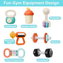 iPlay, iLearn Baby First Gym Rattle Set, Infant Dumbbell Weights Teething Rattles 3-6-12 Month, Newborn Workout Sensory Stroller Toy, Babies Birthday Shower Gift 5 7 8 9 10 Month Toddler Boy Girl-7PCS by TinyTreasures Baby Boutique