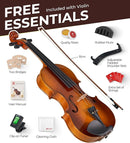 Vangoa Violin 1/4 Size for Kids Beginners Full Set, Spruce Childrens Fiddle Quarter Bundle Outfit Small Acoustic Violins Starter Kit Package w/Side Solidwood, Hard Case for School Students Ages 4-6 by TinyTreasures Baby Boutique