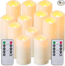 Waterproof Flickering Flameless Candles, Set of 12 Battery Operated Candles (D2.2'' x H4''5''6''7"), Outdoor Indoor Candles with 10-Key Timer Remote, Long Lasting by CozyNest Decor