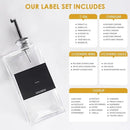 OKYUK Olive Oil Dispenser Bottle for Kitchen Cooking, 16.9oz/500ml Soy Sauce Coffee Syrup Oil and Vinegar Dispenser Set, with Silicone Funnel, Labels (4PCS, Black) by CozyNest Decor