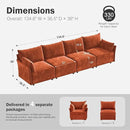 134.6" Modular Sectional Sofa, Oversized 4 Seater Terracotta Orange Couch with Removable Chenille Fabric Cover, Deep Seat & High Backrest for Living Room, Office & Apartment by CozyNest Decor