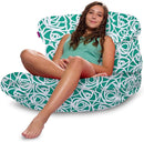 Posh Creations Structured Comfy Bean Bag Chair for Gaming, Reading, and Watching TV, Laguna Lounger, Canvas - Roses Mint by TinyTreasures Baby Boutique