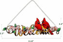 Welcome with Red Cardinal Suncatcher Red Bird Stained Glass Suncatchers Window Hanging Ornament for Home Decor Indoor Wall Art for Mother's Day Women Mom Birds Lovers Friends (Welcome) by GreenHaven Gardens