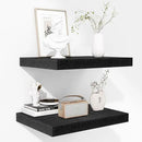 Fun Memories Floating Shelves - 2 Pack 12 Inch Deep Rustic Wooden Wall Shelves - Extra Deeper & Thicker Wall Mounted Storage Shelf for Kitchen, Farmhouse - 16" W x 12" D x 1.5" H - Rustic Black by CozyNest Decor
