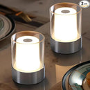 LED 4" inch Touch Night Light for Nursery Baby Kids Set of 2 (Chrome), Small Outdoor Waterproof Lamp for Bathroom Camping, Rechargeable Cordless Table Lamp for Bar Bedside Restaurant Gifts by CozyNest Decor
