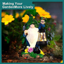Solar Gnome Garden Figurine Yard Lights with Solar Lights Lantern & Shovel - Outdoor Yard Art Lawn Ornaments for Porch Patio Balcony - Gnome Gifts for Women Mom by CozyNest Decor