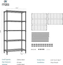 1250 lbs 5 Tier Shelf Metal Storage Shelves Shelving Wire Rack Heavy Duty Closet Organizers for Garage Kitchen Bathroom Laundry Black 13.8" D x 35.4" W x 68.5" H by CozyNest Decor