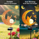YJFWAL Garden Solar Cat Lights Pathway Stake Lights Glass Globe with Moon Cat Decor, Gifts for Mom Grandma Friends, Outdoor Decor Light Waterproof for Walkway, Yard, Patio or Garden (Warm White) by CozyNest Decor