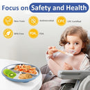 Stainless Steel Suction Plates for Toddlers, 9" Divided Kids Baby Plates with Removable Silicone Suction, Non Toxic Non Slip Portion Control Snack Dishes 3 Packs, Blue Gray Blush by TinyTreasures Baby Boutique