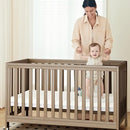EvoNest Baby Crib, 11 in 1 Convertible Mini Crib with Wheels, 100% New Zealand Wood Growing Bed, 4 Adjustable Mattress Height ，Walnut Brown by TinyTreasures Baby Boutique
