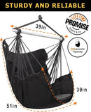 ADVOKAIR Hammock Chair Swing (500 lbs Max-2 Cushions) - Hanging Hammock Chair Rope Swing Indoor for Bedroom, Outdoor, Patio, Bedroom, Porch, Deck - Sturdy Steel Bar with Anti-Slip Safety Rings by GreenHaven Gardens