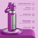 Insulated Water Bottle with Straw Stainless Steel Water Bottle, Leak-Proof, BPA-Free, Double Wall Vacuum Keeps Cold for 24 Hours for Sports, Travel, School (18 oz, Bright Magenta) by CozyNest Decor