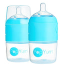 PopYum 5 oz Blue Anti-Colic Formula Making/Mixing/Dispenser Baby Bottles, 2-Pack with