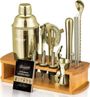 KITESSENSU Cocktail Shaker Set Bartender Kit with Stand | Bar Set Drink Mixer Set with All Essential Accessory Tools: Martini Shaker, Jigger, Strainer, Mixer Spoon, Muddler |Champagne Gold by CozyNest Decor