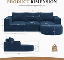 Modular Sectional Sofa with L-Shape Chaise,Cloud Sectional Modern Sleeper Couch with Deep Seat,Sponge Compression Sofas No Assembly Required(Blue-Corduroy Fabric) 1PCS by CozyNest Decor