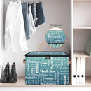 Custom Storage Basket with Name, Personalized Storage Bins with Zipper Lid, Foldable Fabric Storage Box Large capacity with Handle Grey Blue Green by TinyTreasures Baby Boutique