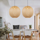 Arturesthome Natural Bamboo Pendant Lamp, Round Hanging Ceiling Light Wicker Chandelier, Hand-Woven Boho Basket Lampshade for Kitchen Island Living Room by GreenHaven Gardens