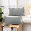 decorUhome Chenille Soft Throw Pillow Covers 12x20 Set of 2, Lumbar Velvet Farmhouse Neutral Decorative Euro Pillow Covers with Stitched Edge for Couch Sofa Bed Home Decor, Neutral Gray by CozyNest Decor