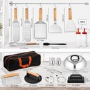 Griddle Accessories Set of 25, Leonyo Flat Top Grill Accessories, Professional BBQ Tool with Enlarged Spatulas Scraper, Basting Cover, Smash Burger Press, Carry Bag for Outdoor Barbecue, Wood Handle by GreenHaven Gardens
