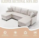 Pull Out Couch, Oversized Sleeper Sofa Couch, Sectional Sleeper Sofa Bed for Living Room Bedroom Lounge (Beige, 110 Inch) by CozyNest Decor