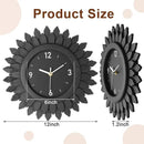 Honiway Wall Clock Battery Operated 12 Inch Rustic Wooden Boho Sunburst Decorative Wall Clock Silent Non-Ticking Black Wall Decor Clocks for Living Room Kitchen Bathroom Bedroom (Black)