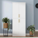 71" Tall Pantry Cabinet with 4 Doors, Kitchen Pantry Storage Cabinet, Freestanding Larder Cupboard, Kitchen Hutch with Gold Handles for Dining Room, Bathroom, White by CozyNest Decor