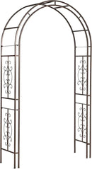 Evergreen Plow & Hearth Montebello-Gunmetal Garden Arbor - 7 Feet Tall | Slim Metal Arch with Iron Trellis for Climbing Plants | Elegant Wedding Arbor | Outdoor Patio & Garden Decor by GreenHaven Gardens